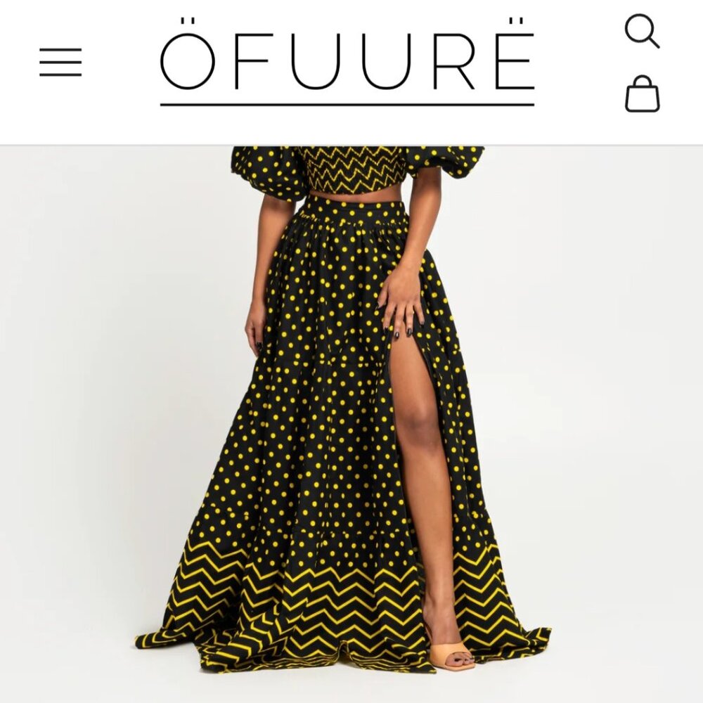 NEW WITH TAGS: Ofuure Black and Yellow Plus Size Maxi Skirt